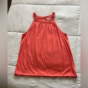 Crown and Ivy Coral Sleeveless Halter Style Top